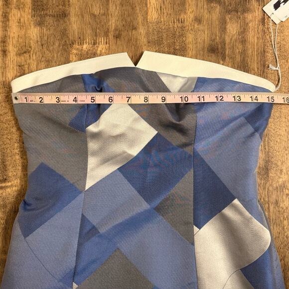 Worthy Petite Strapless Dress Lattice Jacquard Sheath Blue White Women’s Size 4P - Picture 5 of 10